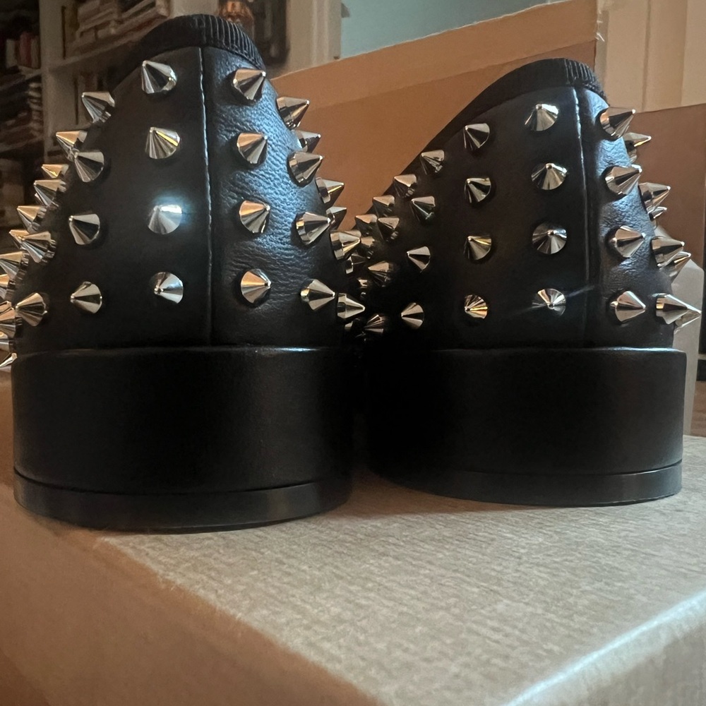 Christian Louboutin Black Silver Studded Flats/IT 39/US 8.5 - Picture 10 of 11